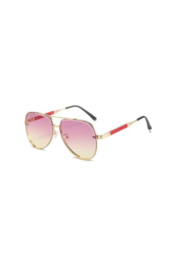 Lunettes de Soleil Hommes Femmes Vintage Lunettes de Soleil en Plein air Conduite Lunettes de Voyage, Or Rose Jaune, Taille U
