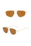 Lunettes de Soleil Femmes Hommes Ovales en métal Double Pont Lunettes de Soleil en Plein air Streetwear Femme Lunettes, thé d