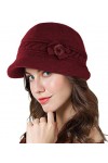 Adigaber Cloche Angola Robe Bonnet en Tricot Chaud Femme Hiver Élégant Chanvre Fleurs Béret Chapeau Casquettes avec Chapeau d