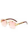 HCHES Lunettes de Soleil Carrées sans Monture Steampunk Hommes Lunettes de Soleil Décoration Lion Doré pour Femmes Lunettes V