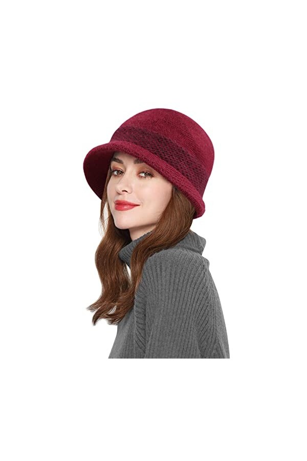 Comilaka Femme Bonnet Tricot Français Béret Visière Casquette Chapeau Hiver