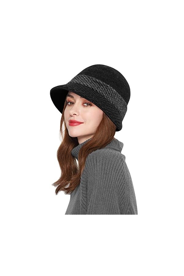 Comilaka Femme Bonnet Tricot Français Béret Visière Casquette Chapeau Hiver