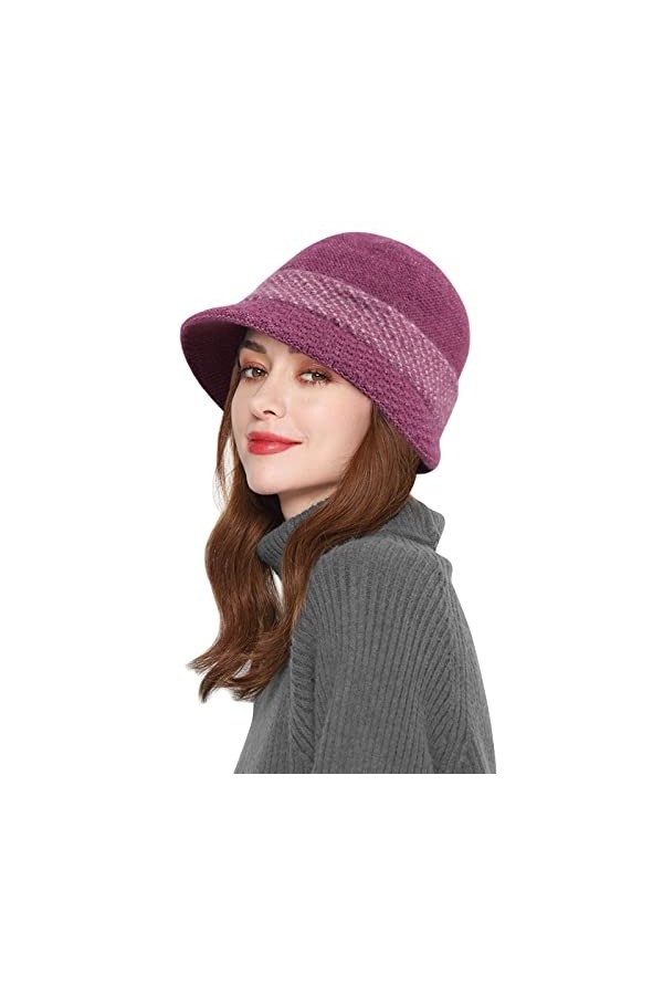Comilaka Femme Bonnet Tricot Français Béret Visière Casquette Chapeau Hiver