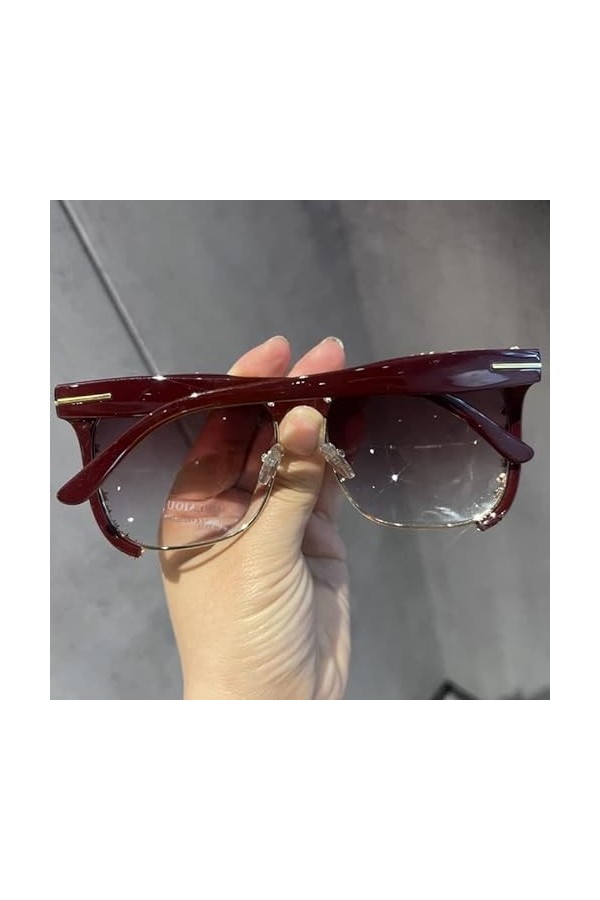 PAIHUIART Lunettes De Soleil Femme Lunettes De Soleil Homme Polarisées Lunettes De Soleil Vintage Femmes Personnalité Demi-Ca