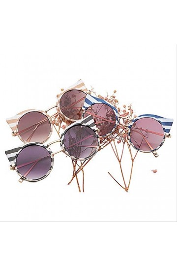 GDYX Lunettes de soleil Nouvelles lunettes de soleil œil de chat rayées, lunettes de soleil de designer rondes pour femmes, m