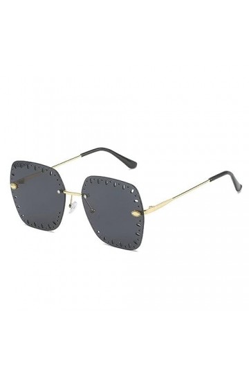 MUTYNE Lunettes de soleil carrées sans monture surdimensionnées femmes grand cadre sans cadre évider lunettes de soleil pour 