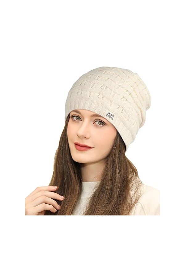 Superora Femmes Slouch Bonnet Tricot Béret épais avec Doublure Chaud Long Slouch Beanie