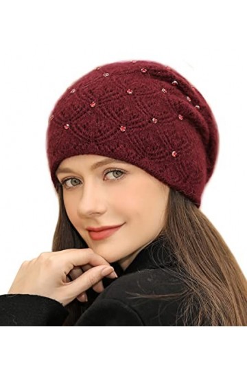 Adigaber Femme Slouch Beanie Bonnet Ample Bonnet Tricoté avec éclaboussures métalliques épais Taille Unique,Noir,N