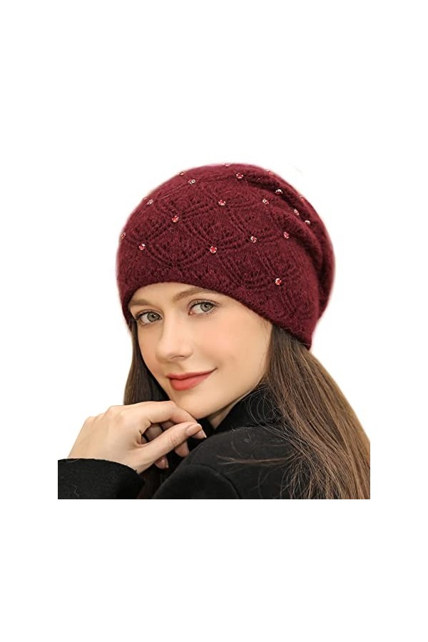 Adigaber Femme Slouch Beanie Bonnet Ample Bonnet Tricoté avec éclaboussures métalliques épais Taille Unique,Noir,N