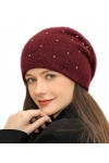 Adigaber Femme Slouch Beanie Bonnet Ample Bonnet Tricoté avec éclaboussures métalliques épais Taille Unique,Noir,N