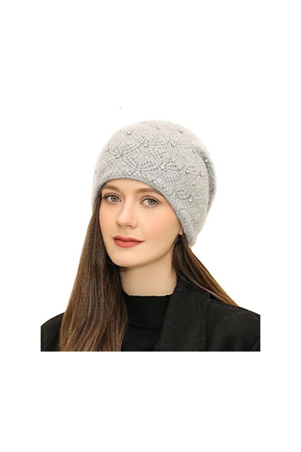 Adigaber Femme Slouch Beanie Bonnet Ample Bonnet Tricoté avec éclaboussures métalliques épais Taille Unique,Noir,N