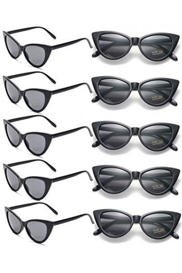 Lot de 10 lunettes de soleil œil de chat pour femme - Style rétro vintage - Monture en plastique, Lunettes de soleil Cateye N