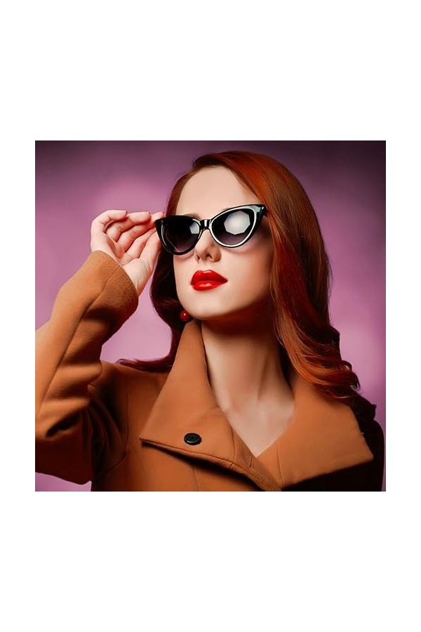 Lot de 10 lunettes de soleil œil de chat pour femme - Style rétro vintage - Monture en plastique, Lunettes de soleil Cateye N