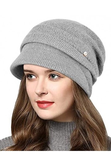 Wantonfy Femme Bonnet Beanie Béret Chapeau dhiver Bonnet Tricoté Chaud Double Couche Français Automne Hiver