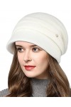 Wantonfy Femme Bonnet Beanie Béret Chapeau dhiver Bonnet Tricoté Chaud Double Couche Français Automne Hiver