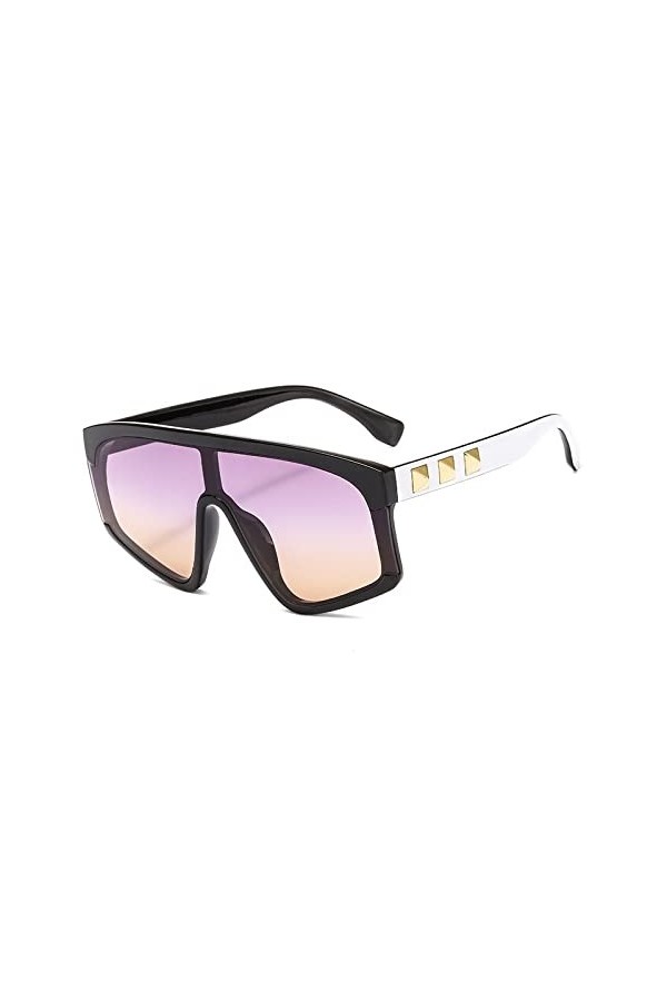 Rivet Leg One Piece Lunettes de Soleil pour Femmes Gradient Rose Noir Lunettes de Soleil Femme Uv400 Plat Hommes Lunettes de 