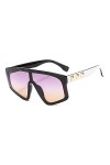 Rivet Leg One Piece Lunettes de Soleil pour Femmes Gradient Rose Noir Lunettes de Soleil Femme Uv400 Plat Hommes Lunettes de 