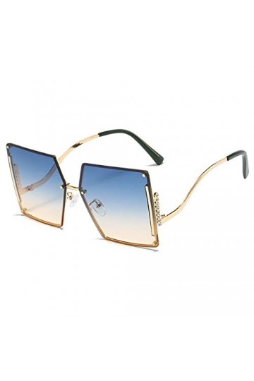 HPIRME Lunettes de soleil carrées sans monture femmes Vintage diamant lunettes de soleil femme nuances colorées UV400, Blue27