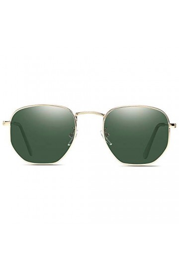 Raxinbang Lunettes de Soleil Nouveau Matériau en Métal Coloré UV400 Lunettes De Soleil Vert/Orange/Rose Lentille Or Cadre Hom