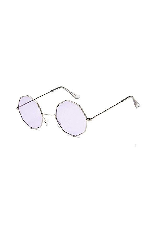 XINGYU Octagon Lunettes de Soleil pour Femmes Rond Miroir rétro Ovale Petites Lunettes de Soleil Jaune Bleu Femmes Violet