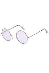 XINGYU Octagon Lunettes de Soleil pour Femmes Rond Miroir rétro Ovale Petites Lunettes de Soleil Jaune Bleu Femmes Violet