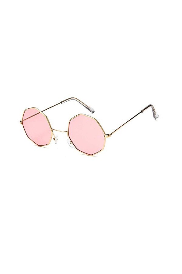 XINGYU Octagon Lunettes de Soleil pour Femmes Rond Miroir rétro Ovale Petites Lunettes de Soleil Jaune Bleu Femmes Rose
