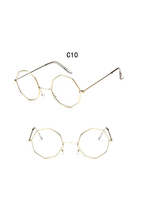 XINGYU Octagon Lunettes de Soleil pour Femmes Rond Miroir rétro Ovale Petites Lunettes de Soleil Jaune Bleu Femmes Beige