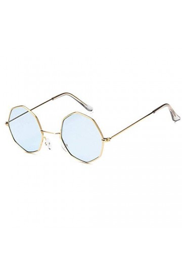 XINGYU Octagon Lunettes de Soleil pour Femmes Rond Miroir rétro Ovale Petites Lunettes de Soleil Jaune Bleu Femmes Bleu