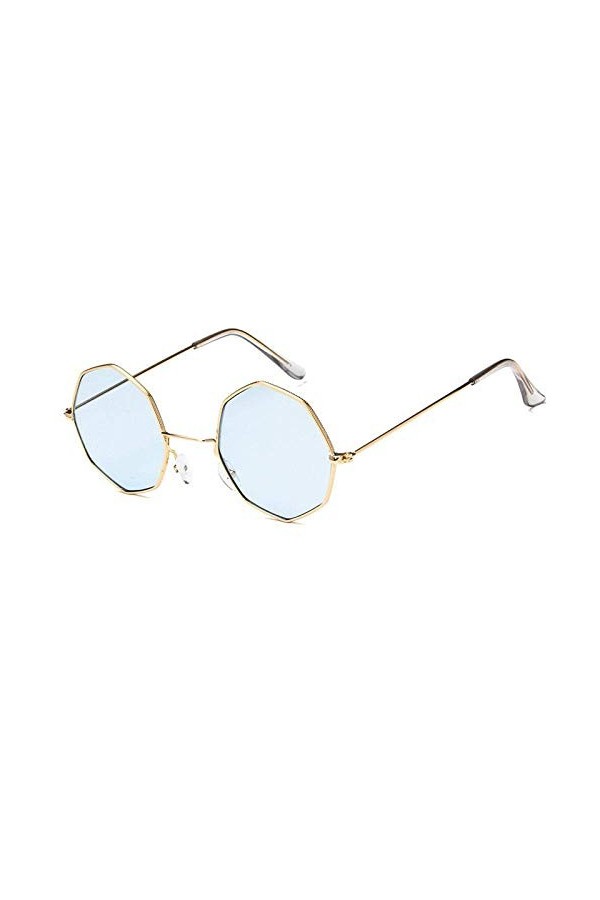 XINGYU Octagon Lunettes de Soleil pour Femmes Rond Miroir rétro Ovale Petites Lunettes de Soleil Jaune Bleu Femmes Bleu
