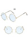 XINGYU Octagon Lunettes de Soleil pour Femmes Rond Miroir rétro Ovale Petites Lunettes de Soleil Jaune Bleu Femmes Bleu