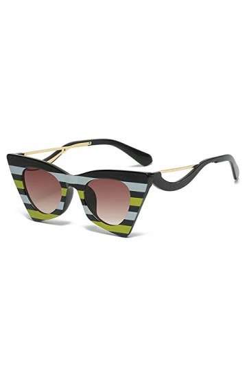 Lunettes de soleil yeux de chat à rayures pour femmes Lunettes de soleil punk à la mode Lunettes de soleil à la mode féminine