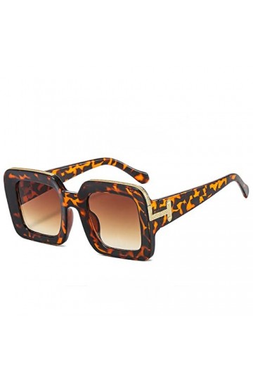 HCHES Grand Cadre Lunettes de Soleil Femmes De Luxe Mode Gradient Carré Lunettes De Soleil Femme Rose Imprimé Léopard Rétro N