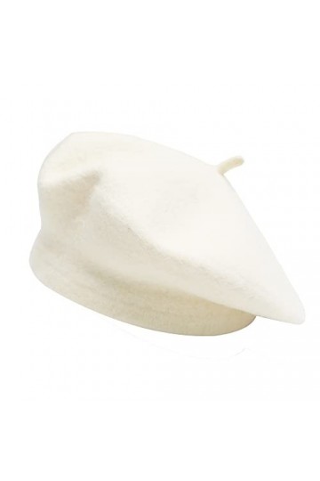 ZLYC - Béret en laine classique couleur unie pour femme, Blanc uni., taille unique