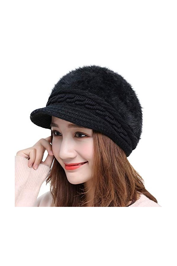SIQITECH Bonnet dhiver en peluche chaud,Léger,Doux,Tricot,Mode,Classique,Élégant,Protection contre le froid,Coupe-vent,Pour 