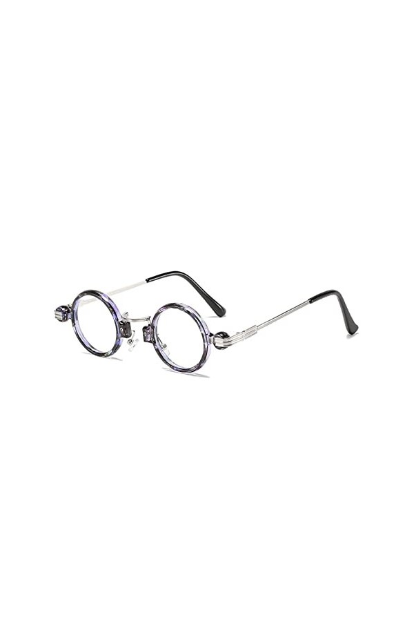 HCHES Vintage rondes petites lunettes de soleil pour hommes lunettes de soleil miroir femmes nuances gothiques femme, C8 Tran