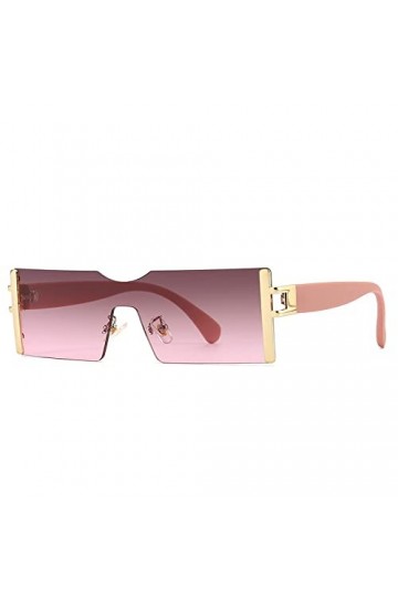 One Piece Lunettes de soleil sans monture Femmes Hommes Rétro Rectangle Lunettes de soleil Gradient Shades Lunettes UV400 Lad