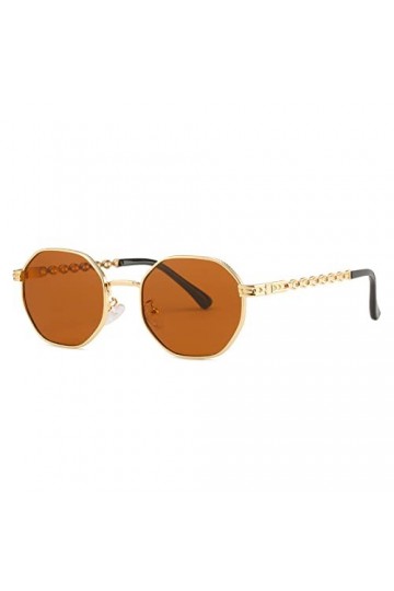 HCHES Lunettes de soleil polygone femmes hommes carré lunettes de soleil dame métal rétro ajouré jambes octogone Gafas De Sol