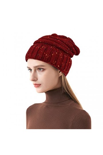 LACOFIA Bonnet dhiver Chaud en Tricot pour Femme Chapeaux Slouchy Neige Tricot Beanie Bonnet Souple Élégant pour Mesdames Ma