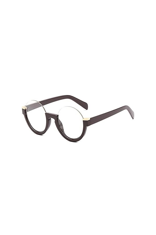 HCHES Mode Semi-Sans Monture Ronde Femmes Gradient Lunettes De Soleil Rétro Lentille Claire Lunettes Cadre Nuances UV400,3,Ch