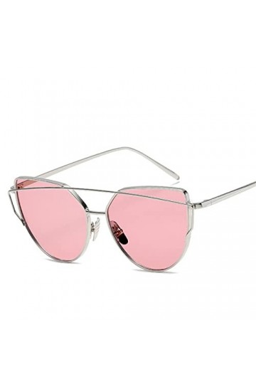 HIHELO Lunettes de soleil œil de chat vintage or rose miroir femme lunettes de soleil métal réfléchissant verres plats lunett