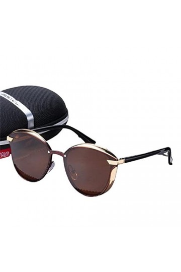 HIHELO Lunettes de soleil polarisées pour femme - Lunettes de soleil rondes pour femme - Shade-2