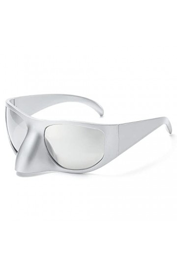 Lunettes de soleil surdimensionnées pour femmes Vintage Cat Eye Lunettes de soleil Hommes Hip Hop Punk Shades, Argent Argent,