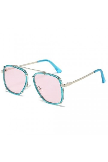 HPIRME Lunettes de soleil carrées surdimensionnées femmes rétro dégradé nuances UV400 hommes punk bleu rose lunettes de solei