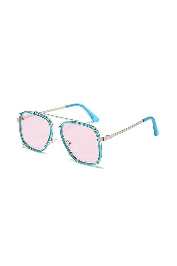 HPIRME Lunettes de soleil carrées surdimensionnées femmes rétro dégradé nuances UV400 hommes punk bleu rose lunettes de solei