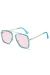 HPIRME Lunettes de soleil carrées surdimensionnées femmes rétro dégradé nuances UV400 hommes punk bleu rose lunettes de solei