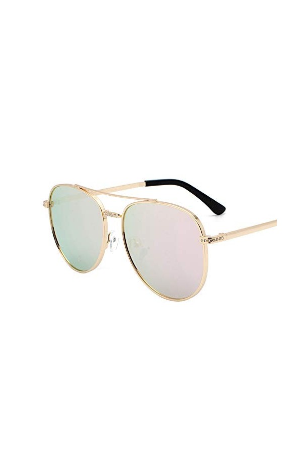 QINGZHOU Lunettes de soleil, lunettes de soleil mode monture incrustée de diamant, lunettes de soleil en métal pour femmes, l