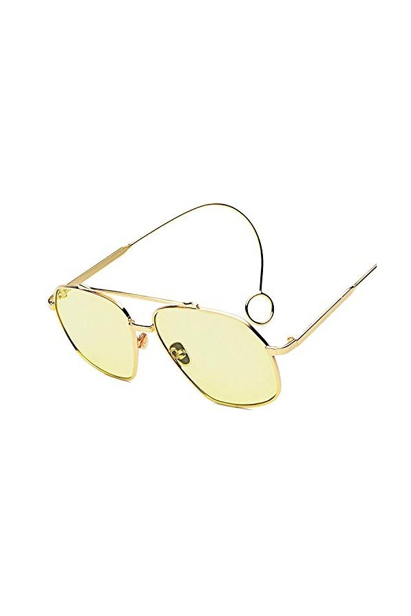 Lunettes De Soleil,Boucles DOreilles Lunettes De Soleil Street Fashion Femmes Lunettes De Soleil, Monture En Or Jaune C1