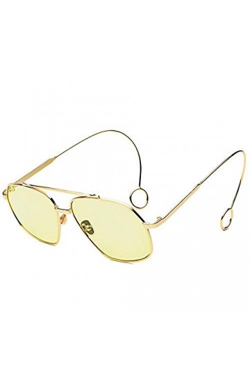 Lunettes De Soleil,Boucles DOreilles Lunettes De Soleil Street Fashion Femmes Lunettes De Soleil, Monture En Or Jaune C1