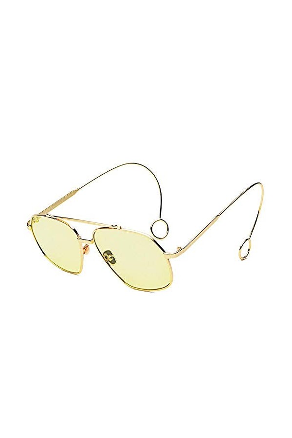 Lunettes De Soleil,Boucles DOreilles Lunettes De Soleil Street Fashion Femmes Lunettes De Soleil, Monture En Or Jaune C1