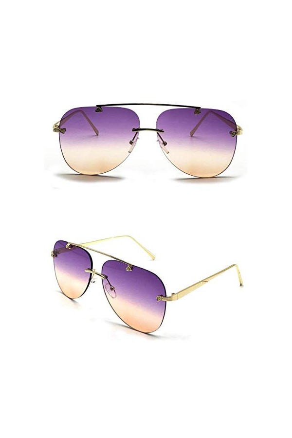 QINGZHOU Lunettes De Soleil,Lunettes De Soleil Personnalisées Mode Hommes Et Femmes Lunettes De Soleil, Monture Dorée Sur Le 